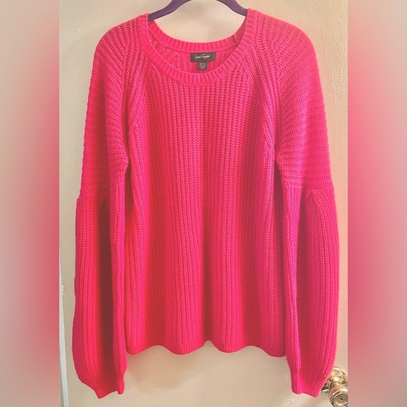 Lord & Taylor Sweaters - Vibrant Pink Knit Sweater with unique sleeves 
SIZE MEDIUM